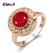Hot Red Bride Wedding Rings Korea Fashion Women Gold Big Rings Vintage Jewelry W - £5.43 GBP