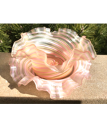 Hand Blown Latticino Glass Italian Art Glass Victorian 2 Piece Bowl Unde... - $210.38