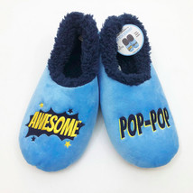 Snoozies Men&#39;s Awesome Pop Pop Large 11/12 Blue Non Skid Soles - $12.86