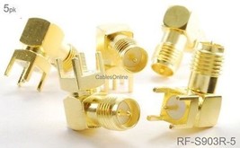 5-Pack Rp-Sma Female Jack Pcb Mount, Gold Plated Right-Angle Rf Connectors - $18.99