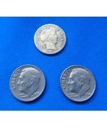 ONE c1911 S BARBER 90% SILVER DIME early USA + 1-1966 Dime + 1-1984 Dime... - $52.11 CAD