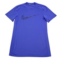 Nike Shirt Mens S Blue Fitted Dri-Fit Stretch Workout Athletic Tee Short... - $19.78