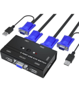 Yinker VGA KVM Switch, 2 Port USB VGA KVM Switch w/2 KVM Cables &amp; 3 USB ... - $29.85 CAD