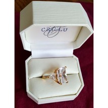 14K gold over 925 Sterling Silver - CZ Crislu&#39;s jewelry ring - Size 6 - £103.91 GBP