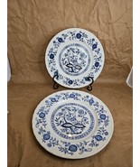 Enoch Wedgwood (Tunstall) LTD -2 Blue Onion 10&quot; Plates with Scalloped Rim - $22.44