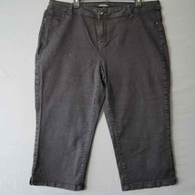 Roz &amp; Ali Jeans Womens 18 Capri Stretch Black Denim High Rise Flat Front Pockets - £8.58 GBP