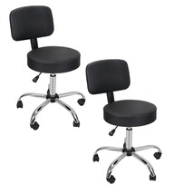 2X Adjustable Swivel Hydraulic Salon Stool Rolling Office Chair W/Back C... - £110.12 GBP