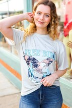 Cut Loose Taupe Free Bird Distressed Graphic Tee - £10.94 GBP