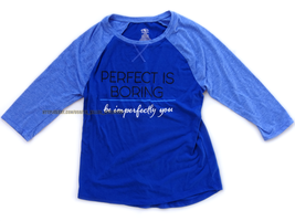 Athletic Works Blue Perfect Is Boring Long Sleeve Small Shirt 4-6 ¾ Base... - $5.00