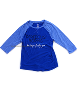 Athletic Works Blue Perfect Is Boring Long Sleeve Small Shirt 4-6 ¾ Base... - $5.00