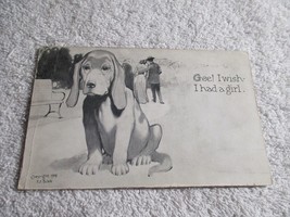 Gee! I wish i had a girl Love 1909 Dog pet Humor Postcard Posted - £27.23 GBP