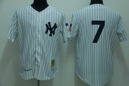 Yankees #7 Mickey Mantle Jersey Old Style Uniform White Stripe - £35.97 GBP