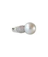 Beautiful 18K Gold Size 6.75 White South Sea Pearl Ring 13.1 mm Diameter - $2,771.99