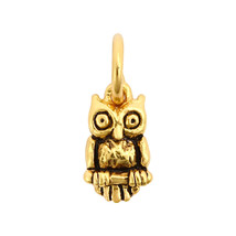 Nocturnal Cute Little Owl Animal Lover Gold Over Sterling Silver Charm Pendant - £9.85 GBP