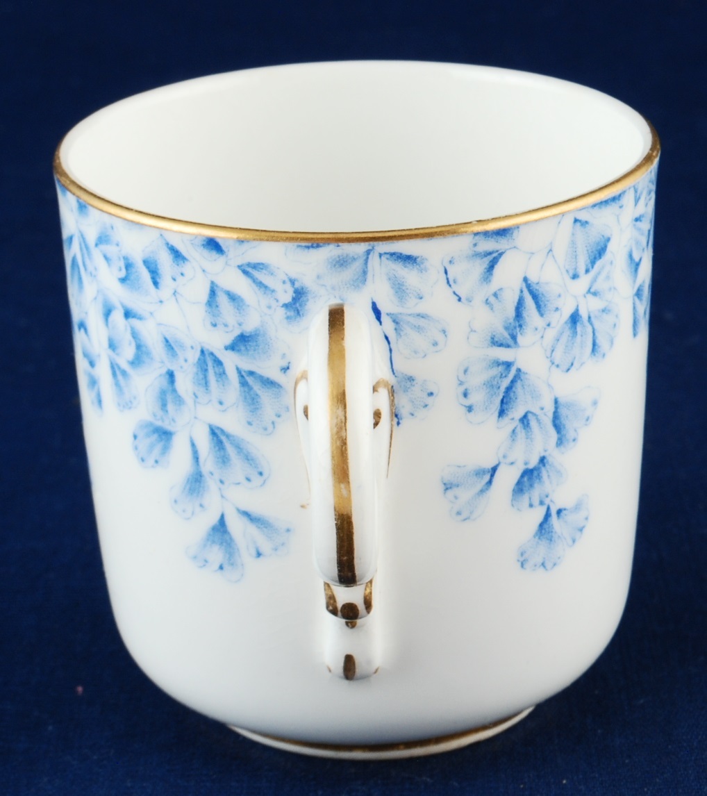 1889 Royal Worcester Blue Floral Demitasse Cup W2805 RdNo 97858 Gold Trim Item image 3