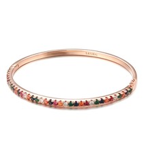 New Trendy Charm 585 Rose Gold Bangles Colourful Natural Zircon Cuff Bangle Wedd - £15.73 GBP