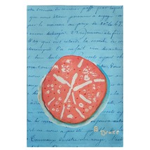 Betsy Drake Coral Sand Dollar Blue Script Guest Towel - £27.23 GBP