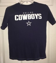 Dallas Cowboys Youth T Shirt Medium Blue 12 14 Authentic Raised Letters NFL - £11.20 GBP