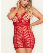 SEAMLESS SHOW STOPPER NET DRESS MAGIC SILK RED ONE SIZE 4-18 - £19.27 GBP