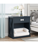 Vintage Cat Litter Box Cabinet w/ LED &amp; Pet Bed - $156.99