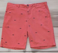 Old Navy Ultimate Slim Shorts Shark Print Built-In Flex Casual Red Mens ... - $13.85
