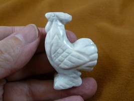 (Y-CHI-RO-564) white ROOSTER bird gemstone carving game cock FIGURINE ch... - £11.22 GBP