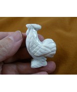 (Y-CHI-RO-564) white ROOSTER bird gemstone carving game cock FIGURINE ch... - £11.15 GBP