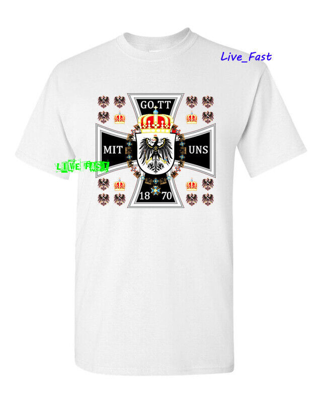 GOTT MIT UNS IRON CROSS T SHIRT prussia imperial germany ww1 military regalia