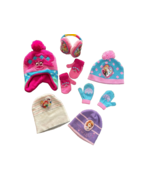 pre-own Girls BIG SET Winter Hats Mittens Gloves Earmuffs Age 2-7 Trolls... - £15.44 GBP
