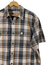 Carhartt Shirt Size XL Mens Button Down Plaid Relaxed Fit Gray Tan Plaid... - £36.37 GBP