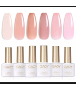 Jelly Nude Pink Gel Nail Polish Set of 6 Transparent Colors Sheer Gel Po... - $21.66 CAD