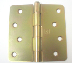 (12) 4 Inch 1/4&quot; Radius Brass Tone Residential Door Hinges - £61.61 GBP