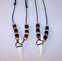 2 Lg Bone Shark Tooth Necklaces Jewelry Necklace Bead JL389 Sharks Teeth New - £5.22 GBP