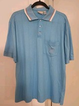 Vintage London Fog Blue Short Sleeve Polo Shirt Size XLT Tall Pocket - £13.10 GBP