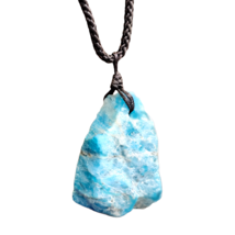 Apatite Crystal Blue Pendant Necklace Anti Anxiety Raw Stone Dream Real Gemstone - £8.98 GBP
