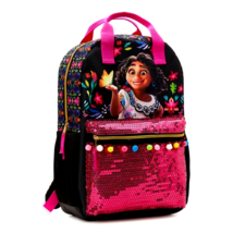 Disney Encanto Mirabel Girl 17 Inch Backpack Bookbag Sequin &amp; Print Pink NEW - £18.19 GBP