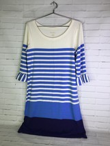 Lilly Pulitzer Sophie Blue Striped Ruffle Bell Sleeve Knit Dress Women&#39;s Size M - £49.28 GBP