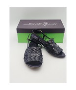 Sesto Meucci Black Woven Leather Slingback Sandals Gunilla Sz 7.5 Italy VTG - €34,30 EUR