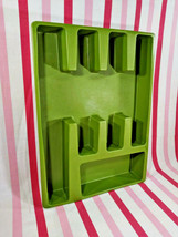 Swell 1970&#39;s Avocado Green 5 Section Soft Plastic Flatware Silverware Caddy Tray - £11.36 GBP