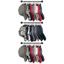 Set Of 3 Hat Rack For Wall Baseball Cap Organizer Holder With 30 Hooks Modern Me - £29.90 GBP