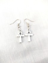 SIMPLE ANKH - TAU CROSS - ETERNAL LIFE INFINTY SILVER ALLOY CHARMS PAIR ... - $3.99