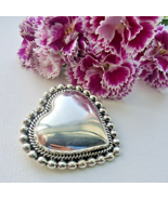 CII MEXICAN 925 STERLING SILVER LARGE HEART PENDANT BROOCH - $1,606.29 MXN