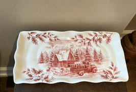 Maxcera vintage style Christmas serving Platter Red Truck Holly Berries ... - $39.99