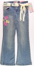NWT Mudd Girls Sandblast Jeans w/ Crocheted Belt &amp; Flower Applique, Size 12, $34 - £7.04 GBP