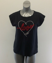 Tommy Hilfiger Women&#39;s Medium LOVE  Short Sleeve Black T Shirt  - $10.79 CAD