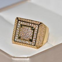 Elvis Presley Deluxe Big Square TCB LAB Austrian Crystal Gold Silver Plated Ring - £14.38 GBP