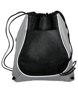 NEW Leed&#39;s Coil Cinch Bag Tote Sport Backpack Black, Gray 14.5&quot; x 17.5&quot; ... - £9.29 GBP