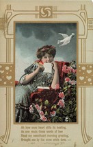 Beautiful WOMAN-DOVE-POEMS~LOT Of 3 Romance Ornate Gilt Border Postcards - £8.99 GBP