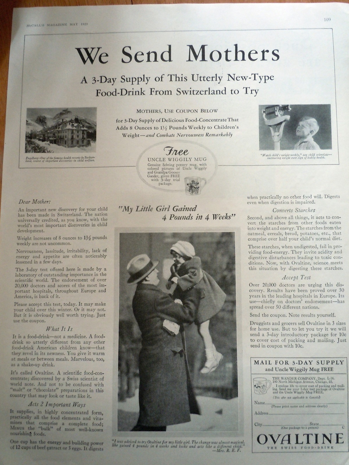 Ovaltine Food Drink From Switzerland Magazine Advertising Print Ad Art 1929 - £5.50 GBP