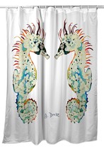 Betsy Drake Betsy&#39;s Seahorses White Shower Curtain - £77.16 GBP